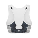 Black Demon Wings Print Women's Sports Bra