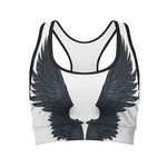 Black Demon Wings Print Women's Sports Bra