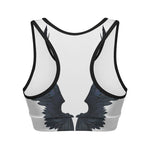 Black Demon Wings Print Women's Sports Bra