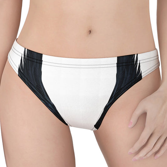 Black Demon Wings Print Women's Thong