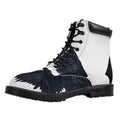 Black Demon Wings Print Padded Collar Lace Up Boots
