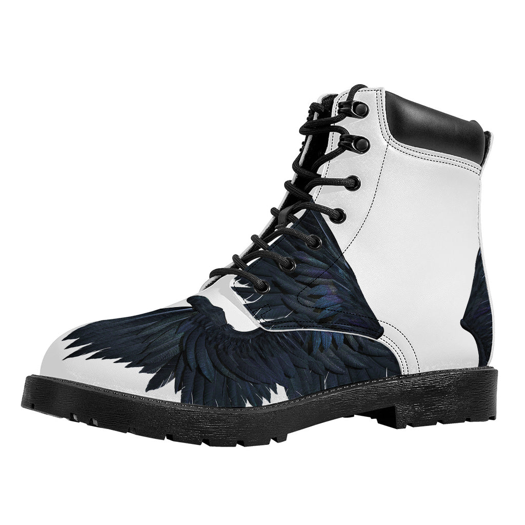 Black Demon Wings Print Work Boots