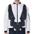 Black Demon Wings Print Zip Sleeve Bomber Jacket