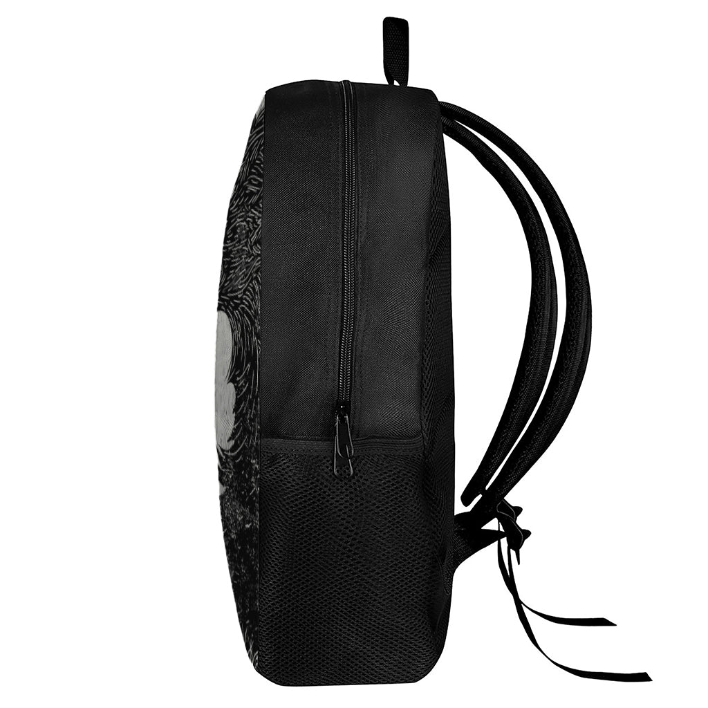 Black Demon Wolf Print 17 Inch Backpack