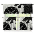 Black Demon Wolf Print 3 Piece Kitchen Curtains