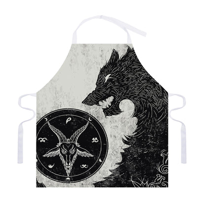 Black Demon Wolf Print Adjustable Apron