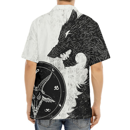 Black Demon Wolf Print Aloha Shirt