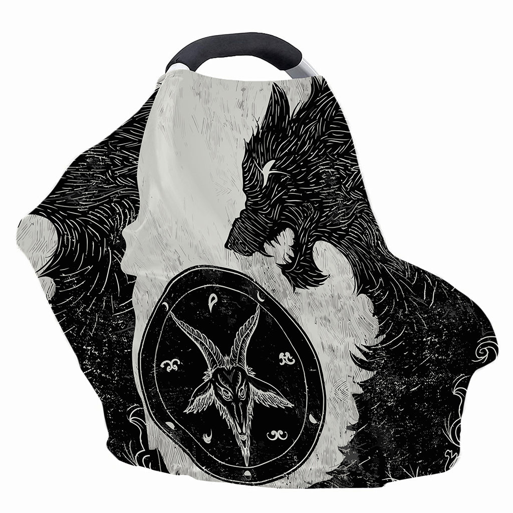Black Demon Wolf Print Baby Seat Cover