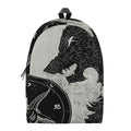 Black Demon Wolf Print School Backpack