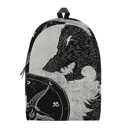 Black Demon Wolf Print Backpack
