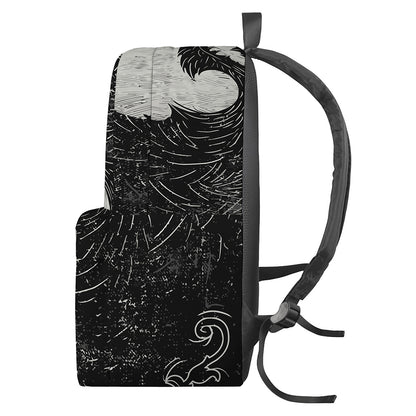 Black Demon Wolf Print Backpack