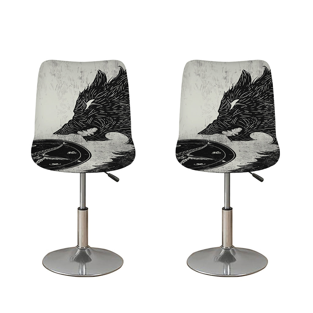 Black Demon Wolf Print Bar Stool Covers