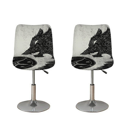 Black Demon Wolf Print Bar Stool Covers