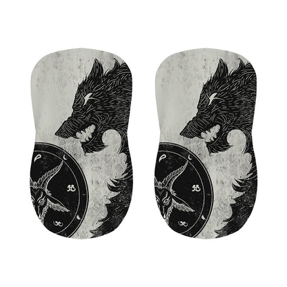 Black Demon Wolf Print Bar Stool Covers