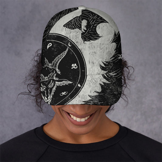Black Demon Wolf Print Baseball Cap