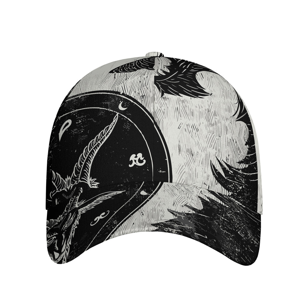 Black Demon Wolf Print Baseball Cap