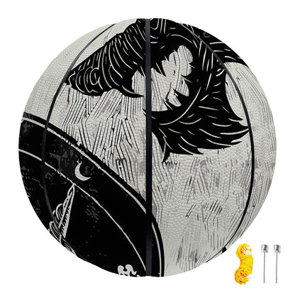 Black Demon Wolf Print Basketball