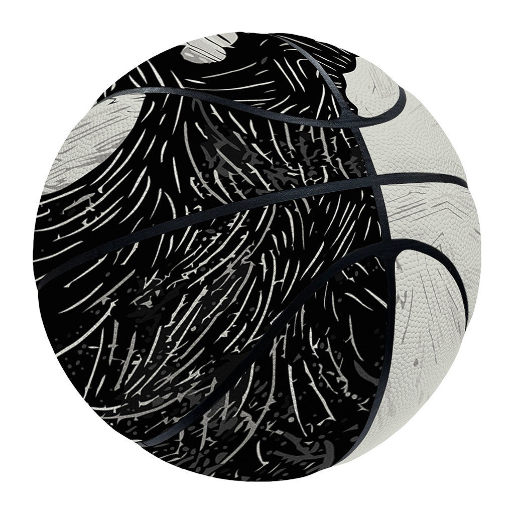 Black Demon Wolf Print Basketball