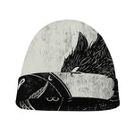 Black Demon Wolf Print Beanie