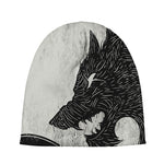 Black Demon Wolf Print Beanie