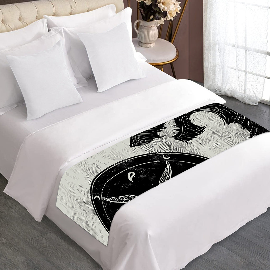 Black Demon Wolf Print Bed Runner