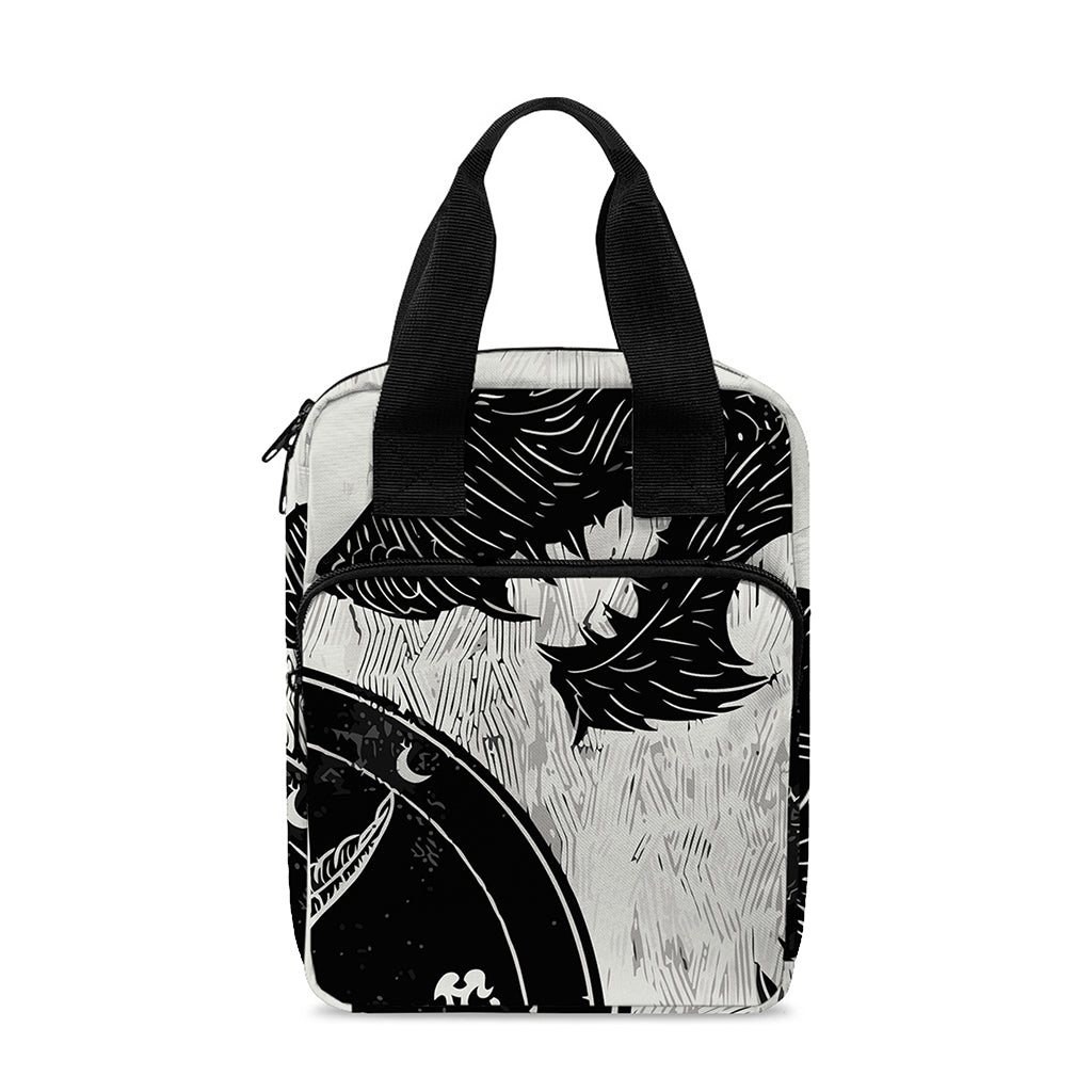 Black Demon Wolf Print Bible Tote Bag