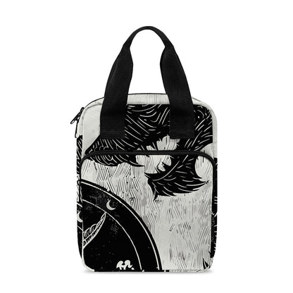 Black Demon Wolf Print Bible Tote Bag