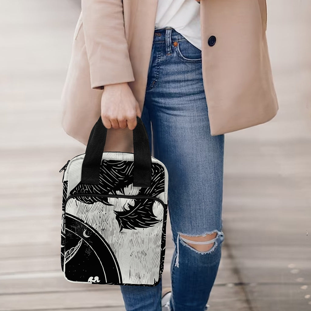 Black Demon Wolf Print Bible Tote Bag