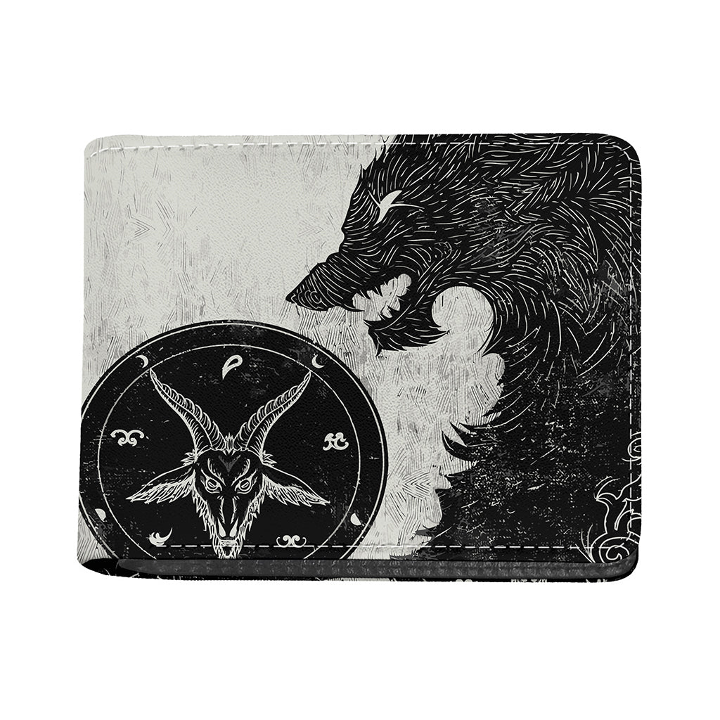 Black Demon Wolf Print Bifold Wallet
