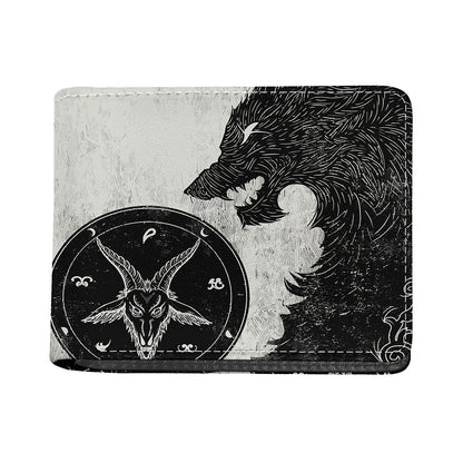 Black Demon Wolf Print Bifold Wallet
