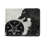 Black Demon Wolf Print Bifold Wallet