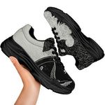 Black Demon Wolf Print Black Chunky Shoes