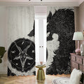 Black Demon Wolf Print Dimout Pencil Pleat Curtains