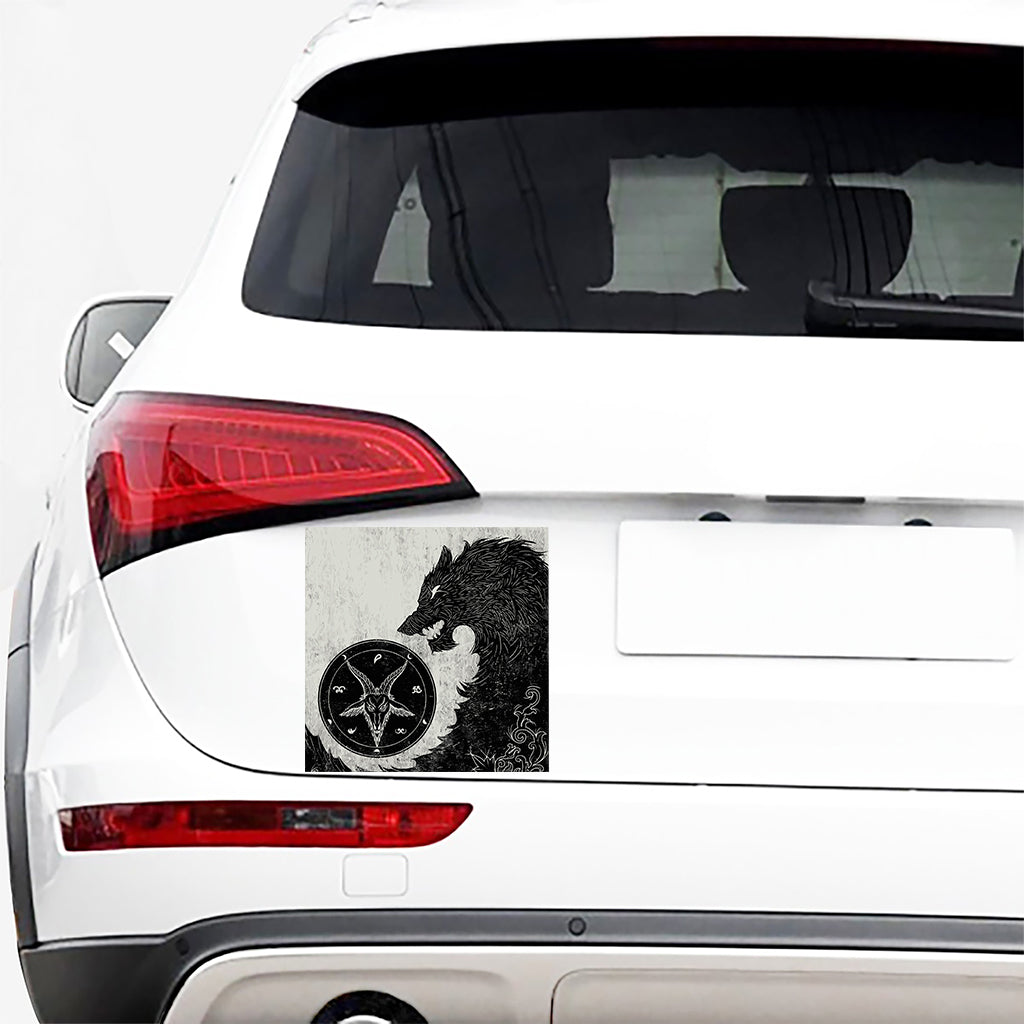 Black Demon Wolf Print Car Sticker