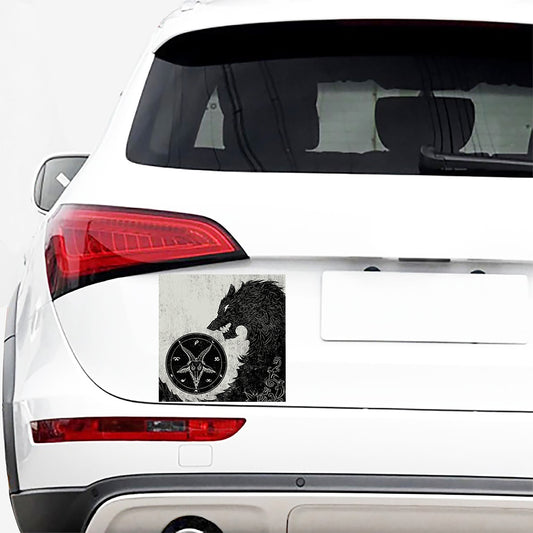 Black Demon Wolf Print Car Sticker
