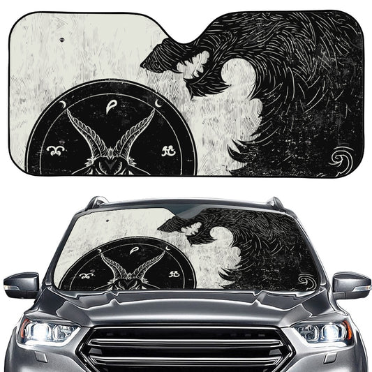 Black Demon Wolf Print Car Windshield Sun Shade