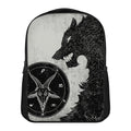 Black Demon Wolf Print Casual Backpack