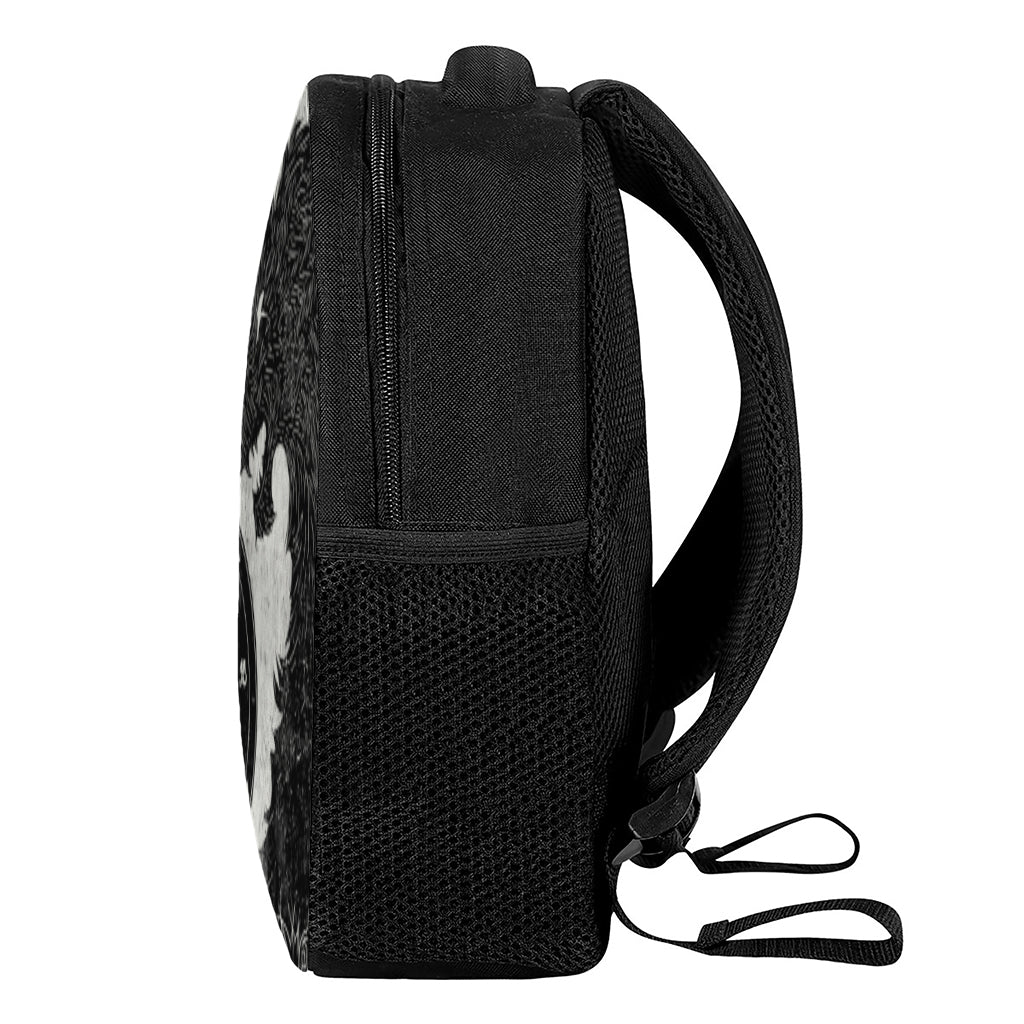 Black Demon Wolf Print Casual Backpack