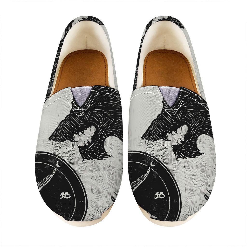 Black Demon Wolf Print Casual Shoes