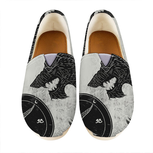 Black Demon Wolf Print Casual Shoes