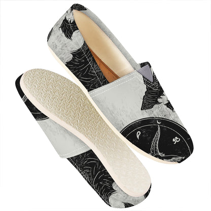 Black Demon Wolf Print Casual Shoes