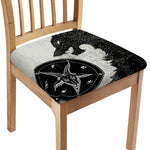 Black Demon Wolf Print Chair Cushion Cover