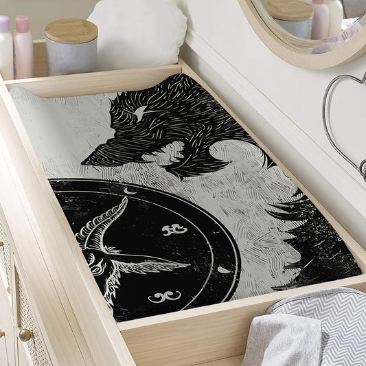 Black Demon Wolf Print Changing Pad Cover