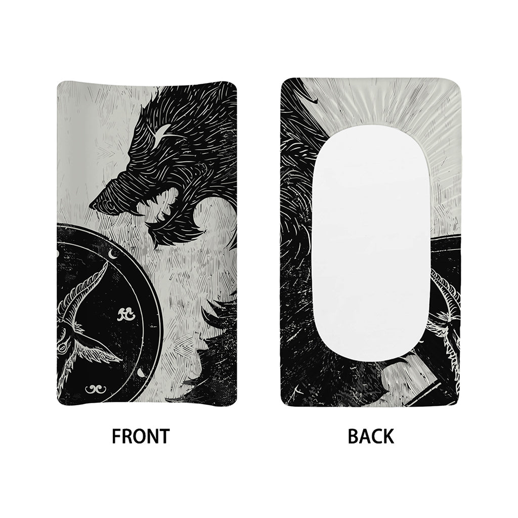 Black Demon Wolf Print Changing Pad Cover
