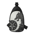 Black Demon Wolf Print Sling Bag