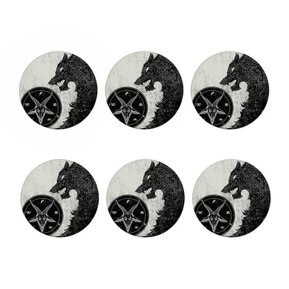 Black Demon Wolf Print Coaster Set