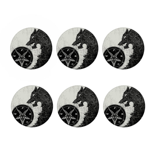 Black Demon Wolf Print Coaster Set