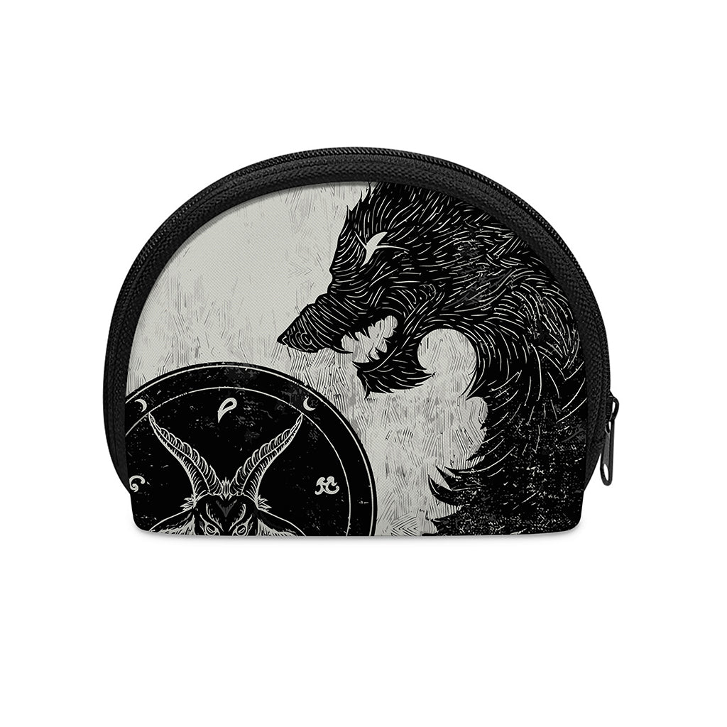 Black Demon Wolf Print Coin Purse
