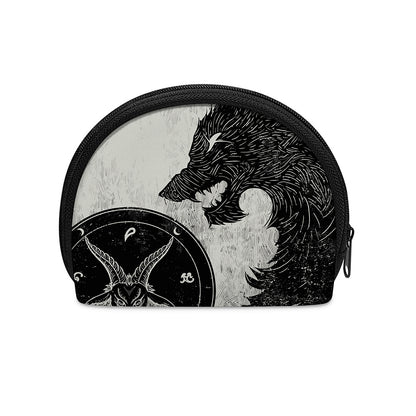 Black Demon Wolf Print Coin Purse