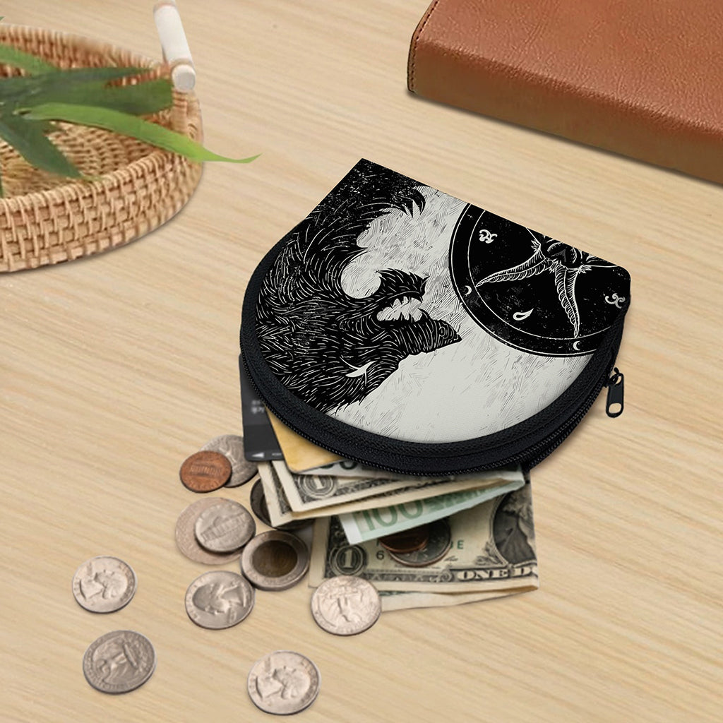 Black Demon Wolf Print Coin Purse